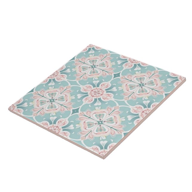  Pink and Blue Floral Pattern Tile (Side)