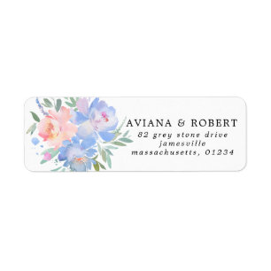 Pink and Blue Floral Return Address Label