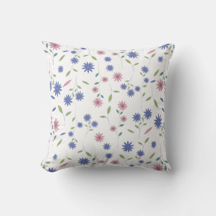 Pink and Blue Floral Seamless Pattern Cushion