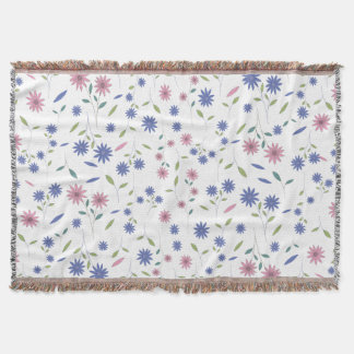 Pink and Blue Floral Seamless Pattern Throw Blanket