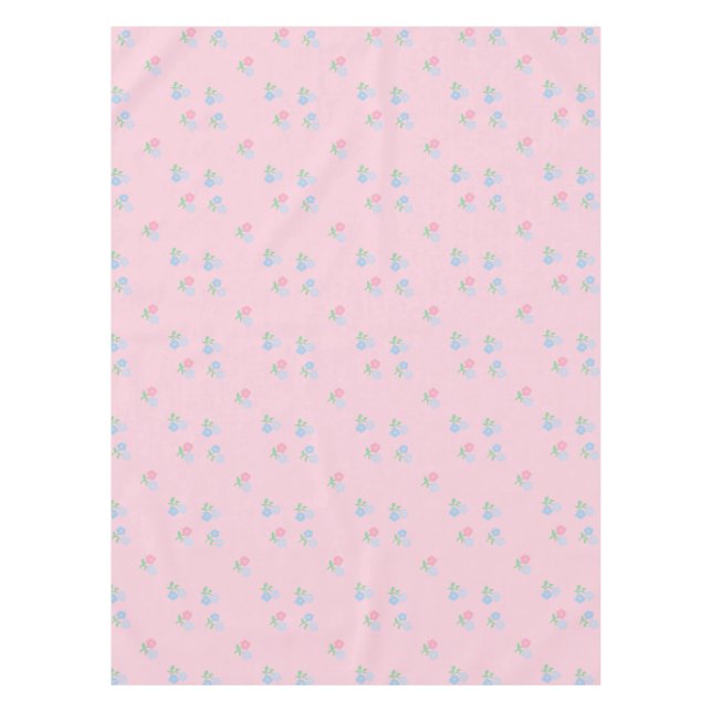 Pink and Blue Floral Table Cloth (Front)