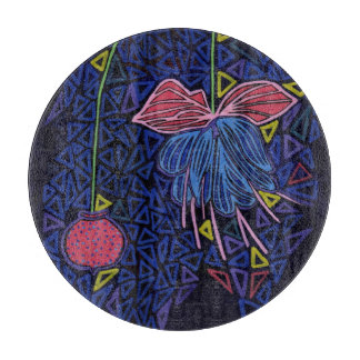 Pink and blue flower cutting board