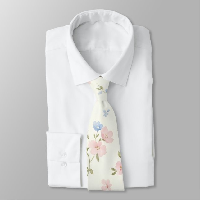 pink and blue flower floral tie (Tied)
