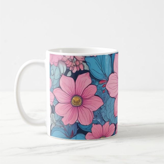 Pink and Blue Flower Mug (Left)