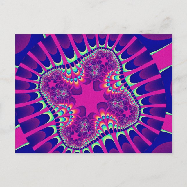 Pink and Blue Flower Postcard (Front)