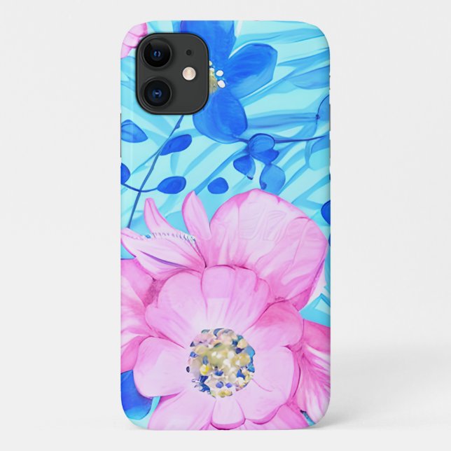 Pink and Blue Flowers iPhone / iPad case (Back)
