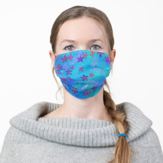 Pink and blue flowers pattern cloth face mask