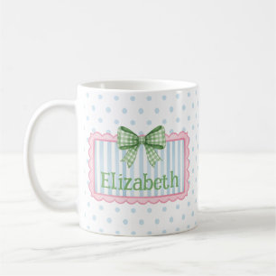 Pink and Blue Frame With Green Gingham Bow Coffee Mug