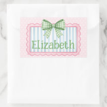 Pink and Blue Frame With Green Gingham Bow