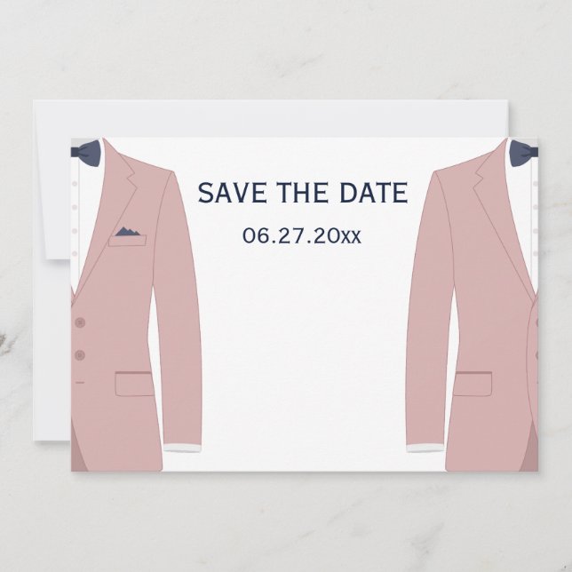 Pink And Blue Gay Wedding Save The Date (Front)