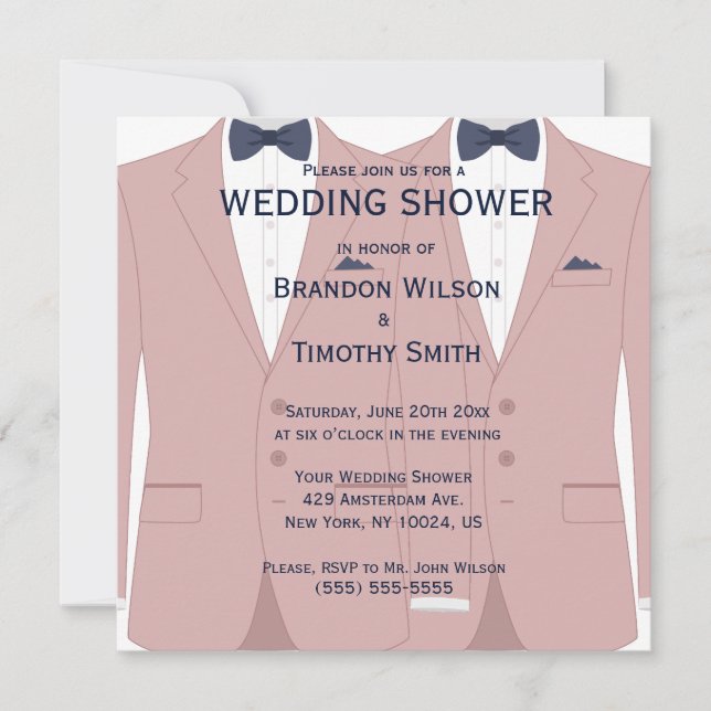 Pink And Blue Gay Wedding Shower Invitations (Front)