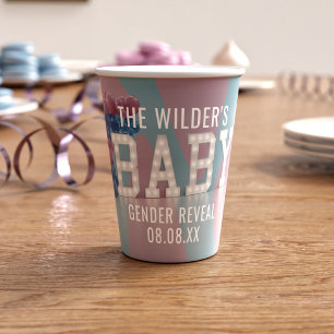Pink and Blue Gender Reveal Baby Shower Paper Cups