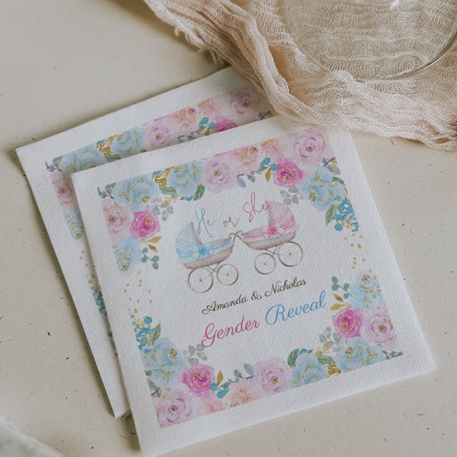 Pink and Blue Gender Reveal Decoration Napkin (Creator Uploaded)
