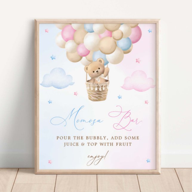 Pink and Blue Gender Reveal Mimosa Bar Poster (Creator Uploaded)