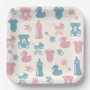 Pink and Blue Gender Reveal Paper Plate