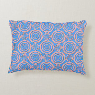 Pink and Blue Geometric Circles Pattern Decorative Cushion
