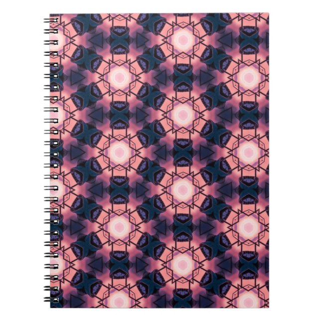 Pink and Blue Geometric Shape Pattern  Notebook (Front)