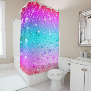 Pink And Blue Gradient Water Droplets Shower Curtain