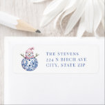 Pink and Blue Grandmillennial Damask Snowman<br><div class="desc">This Christmas return address label has a Pink and Blue Grandmillennial Damask Snowman. You can customise with your name and address.</div>
