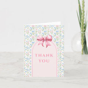 Pink and Blue Grandmillennial Floral Thank You Card