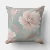 Pink and Blue Green Coastal Cottage Floral
