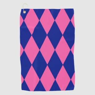 Pink and Blue Harlequin Checkered Design  Golf Towel