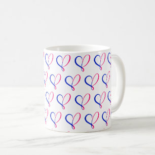 Pink and Blue Heart Coffee Mug