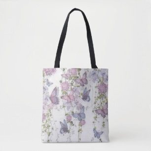 Pink and Blue Hue Butterfly Cottage core tote bag