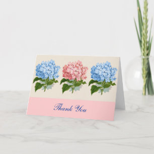 Pink and Blue Hydrangeas Flower Blooms Thank You Card