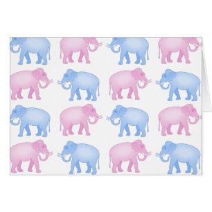 Pink and Blue Indian Elephant Pattern