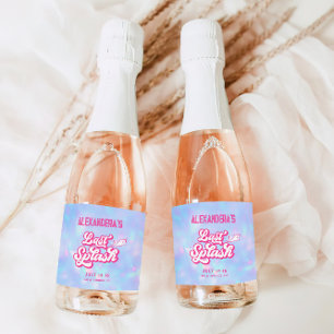 Pink and Blue Last Splash Pool Bachelorette Sparkling Wine Label
