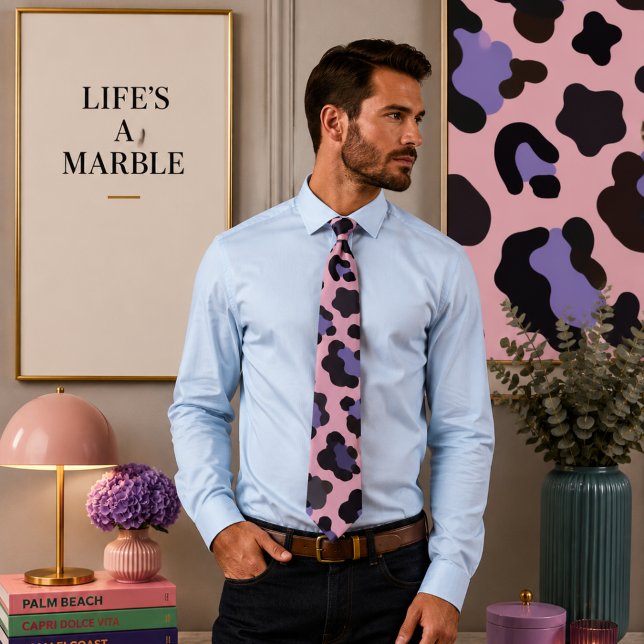Pink and Blue Leopard Pattern Tie (Creator Uploaded)