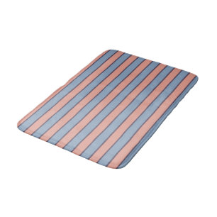 Pink and blue line stripes pattern bath mat