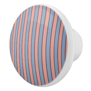 Pink and blue line stripes pattern ceramic knob