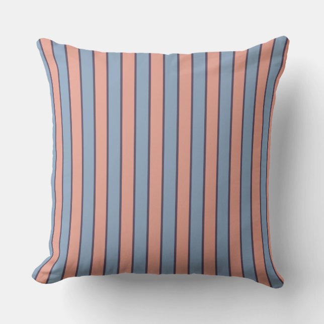 Pink and blue line stripes pattern cushion (Front)