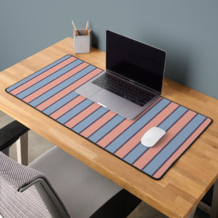 Pink and blue line stripes pattern desk mat