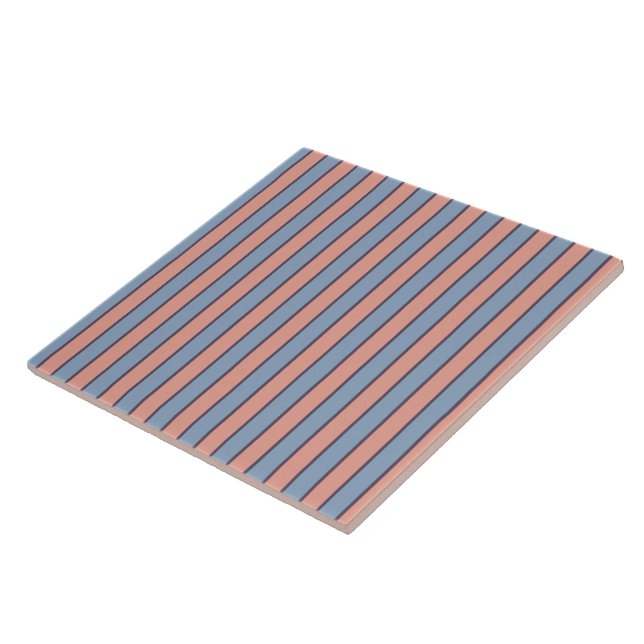Pink and blue line stripes pattern tile (Side)