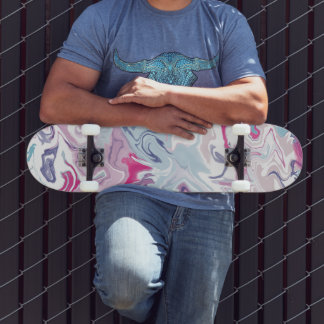 Pink and blue liquid acrylic skateboard