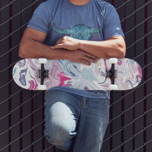 Pink and blue liquid acrylic skateboard (Outdoor 3)