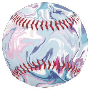 Pink and blue liquid acrylic softball