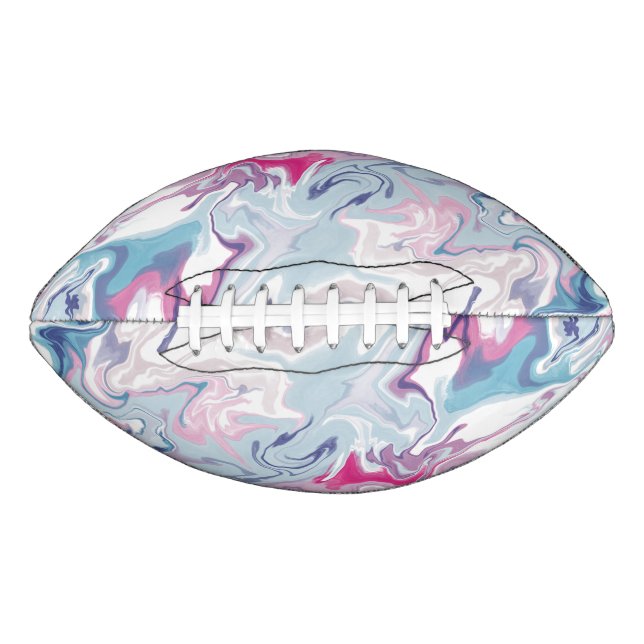 Pink and blue liquid acrylic throw pillow football (Front)