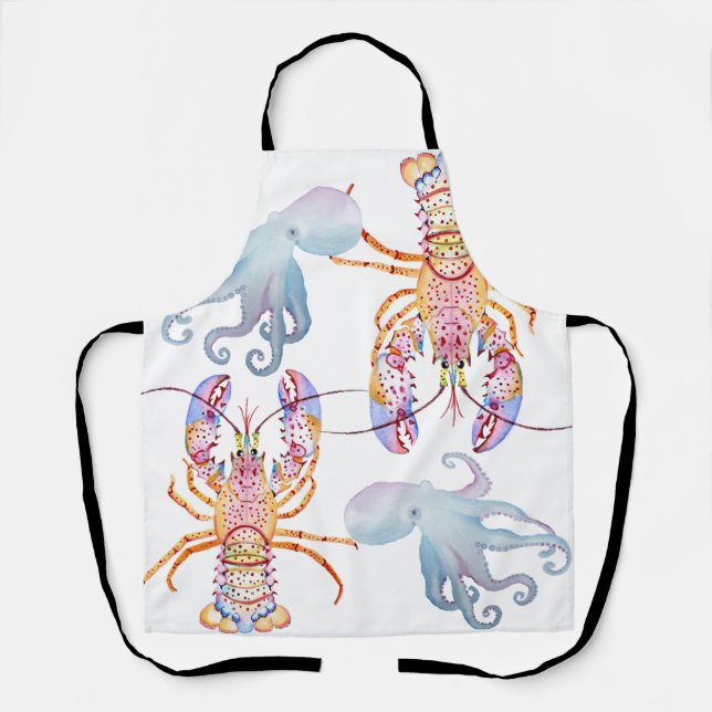 Pink and Blue Lobster Apron (Front)