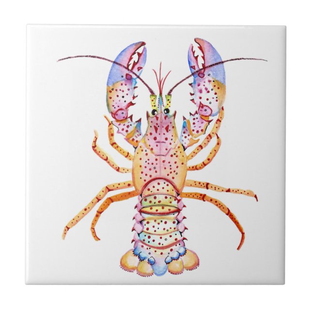 Pink and Blue Lobster Tile (Front)