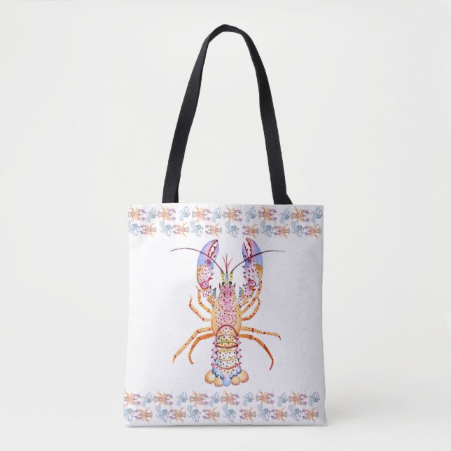 Pink and Blue Lobster Tote Bag (Front)