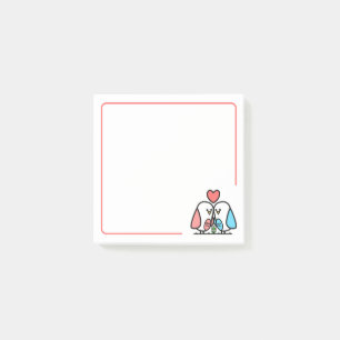 Pink And Blue Lovebirds Post-it Notes