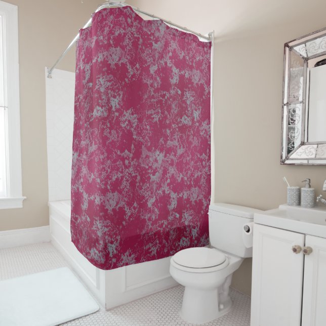 pink and blue Marble abstract Shower Curtain (In Situ)