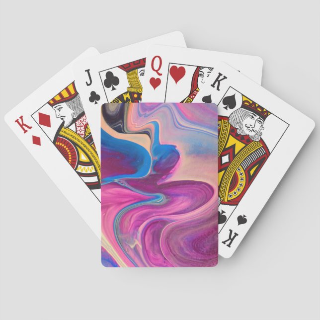 Pink and Blue Marble Art Playing Poker Cards (Back)