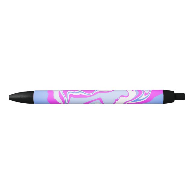 Pink and Blue Marbling Black Ink Pen (Front)