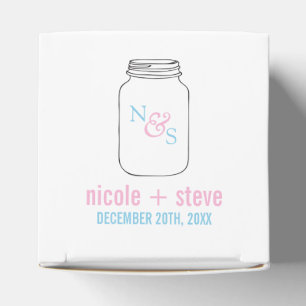 Pink and Blue Mason Jar Monogram Wedding Favour Box