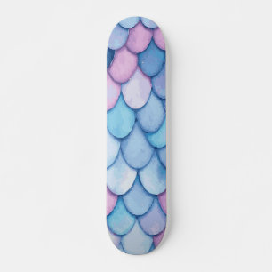 Pink and Blue Mermaid Scale Texture Design Skateboard